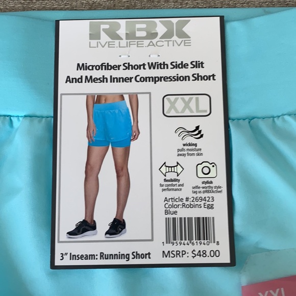 RBX Microfiber shorts with inner mesh compression shorts Size XXL. NWT - Picture 2 of 9